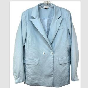Anna Kay ladies blazer large blue suit jacket double breasted capsule minimalist
